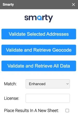 Google Sheets Extension sidebar